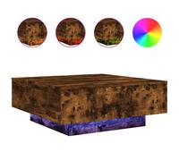 vidaXL Coffee Table with LED Lights Smoked Oak 80x80x31 cm, Brown
