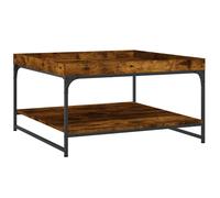 Vidaxl Coffee Table Smoked Oak 80X80X45 Cm Engineered Wood And Iron, Brown