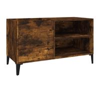 vidaXL 2 Shelf Smoked Oak Record Cabinet - Size: 48 x 84.5 x 38cm - Brown - Wilko