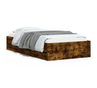 (smoked oak, 90 x 190 cm) vidaXL Bed Frame with Drawers Mattress Foundation Bed Base Engineered Wood