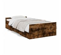 (smoked oak, 90 x 200 cm) vidaXL Bed Frame with Drawers Bed Base Sonoma Oak 120x200 cm Engineered Wood