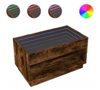 (smoked oak, 90 x 50 x 50 cm) vidaXL Coffee Table with Infinity LED Hallway End Table Accent Side Table