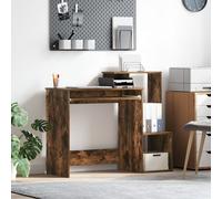 Smoked Oak Computer Desk Smoked oak Engineered wood Standard Berkfield Home Brown One Size