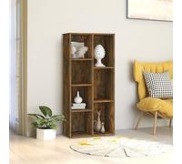 Smoked Oak Engineered Wood Bookcase 50x25x106 cm, 7-Compartment Storage Cabinet