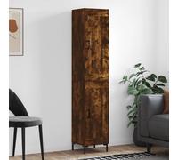 Smoked Oak Engineered Wood & Metal Highboard 34.5x34x180 cm, 1-Door Tall Cabinet