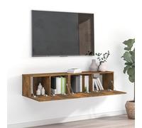 Smoked Oak Engineered Wood TV Cabinet Set 2pc 60/80x30x30cm Floating Wall Mount
