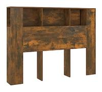 Smoked Oak Headboard Cabinet - Stylish Bedroom Furniture Accessory, Wall-Mounted Bed Backboard & Bookcase, 140x18.5x104.5 cm for Home Decor