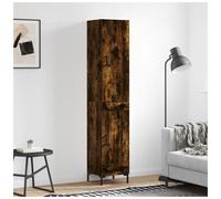 Smoked Oak Highboard 34.5x34x180cm Engineered Wood & Metal Storage Cabinet Tall