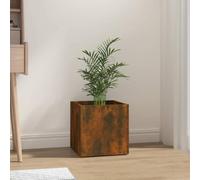 Smoked Oak Planter Box 40x40x40 cm Engineered Wood Large Garden Planter for Outdoor & Indoor Use Modern Cube Flower Box for Patio Bedroom Office