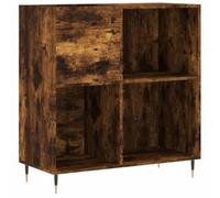 Smoked Oak Record Cabinet, Wood Material, 84.5 x 38 x 89 cm with Iron Legs, Storage Space for Records, Sturdy Vinyl Cabinet for Living Room, Modern Industrial Design, Space-Saving and Robust