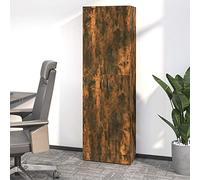 Smoked Oak Storage Cabinet with Doors - Versatile Office & Home Bookcase for Garage Warehouse and Home Office - 60 x 32 x 190 cm & Stylish Design