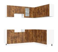 (smoked oak) vidaXL 11 Piece Kitchen Cabinet Set Porto Old Wood Engineered Wood