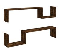 Vidaxl Wall Shelves 2 Pcs Smoked Oak 100X15X20 Cm Engineered Wood