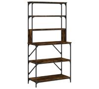 (smoked oak) vidaXL Baker's Rack Kitchen Unit Microwave Stand 6-Tier Rack Engineered Wood