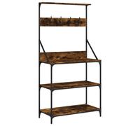 (smoked oak) vidaXL Baker's Rack with Hooks 4-Tier Kitchen Microwave Stand Engineered Wood