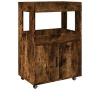 (smoked oak) vidaXL Bar Cart Kitchen Trolley Rolling Cart Serving Cart Engineered Wood
