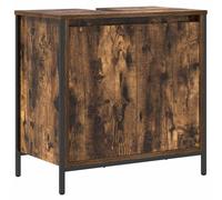 Bathroom Basin Cabinet Smoked Oak 60x34.5x60cm Engineered Wood Steel SlimStorage