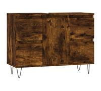 (smoked oak) vidaXL Bathroom Cabinet Vanity Unit Highboard Cupboard White Engineered Wood