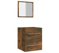 (Smoked oak) vidaXL Bathroom Cabinet with Mirror Vanity Unit Sink Cabinet Engineered Wood