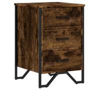 Bedside Cabinet Smoked Oak Engineered Wood Metal Legs 40x41x60 cm 3-Drawer Slim
