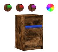 Modern Bedside Cabinet with LED Lights Home Storage Nightstand Table Unit vidaXL