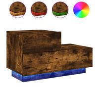 Vidaxl Bedside Cabinet With Led Lights Smoked Oak 70X36X40.5 Cm