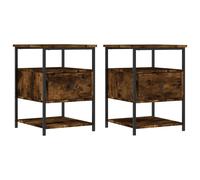 Vidaxl Bedside Cabinets 2 Pcs Smoked Oak 40X42X56 Cm Engineered Wood, Brown