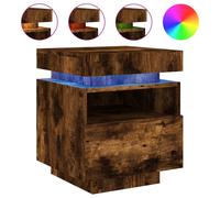(smoked oak) vidaXL Bedside Cabinets with LED Lights Nightstand Bed Table Side Cabinet