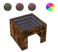 Bedside Table with Infinity LED Light Glass Top Side Table Bedroom Nightstand