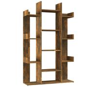 vidaXL 13 Shelf Smoked Oak Bookcase - Size: 140 x 86 x 25.5cm - Brown - Wilko