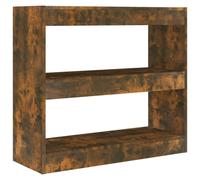 vidaXL 2 Shelf Smoked Oak Bookcase - Size: 72 x 80 x 30cm - Brown - Wilko