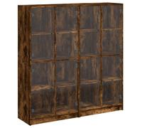 vidaXL Bookcase with Doors Smoked Oak 136x37x142 cm Engineered Wood, Brown