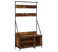 (smoked oak) vidaXL Clothes Rack with Shoe Storage Garment Rack Clothes Rail Smoked Oak