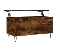 Coffee Table Smoked Oak 90x44.5x45cm Engineered Wood Flip-Top Storage Metal Legs