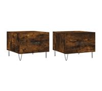 Vidaxl Coffee Tables 2 Pcs Smoked Oak 50X50X40 Cm Engineered Wood, Brown