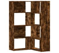 vidaXL Corner Bookcase 4-Tier Smoked Oak 85x85x140 cm Engineered Wood