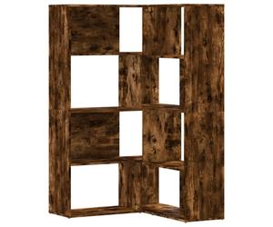 (smoked oak) vidaXL Corner Bookcase 4-Tier Corner Bookshelf Storage Cabinet Engineered Wood