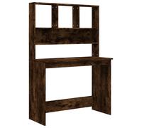 (smoked oak) vidaXL Desk with Shelves Standing Desk Study Writing Table Engineered Wood