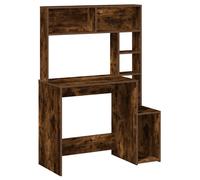 vidaXL Desk with Shelves Smoked Oak 100x45x140 cm Engineered Wood
