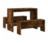(smoked oak) vidaXL Dining Table and Bench Set 3 Piece Dinner Table Set Engineered Wood