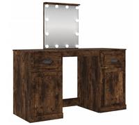 (smoked oak) vidaXL Dressing Table Bedroom Makeup Desk Vanity Desk Cosmetic Table with LED