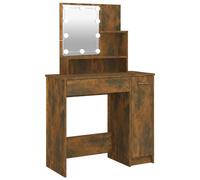(Smoked oak) vidaXL Dressing Table with LED Vanity Table Makeup Vanity Desk Cosmetic Table