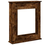 vidaXL Fireplace Surround - Smoked Oak Engineered Wood - Functional Mantel Shelf - 75 x 20 x 87.5 cm - LED Flame Compatible