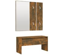 (Smoked oak) vidaXL Hallway Furniture Set Living Room Bench and Coat Rack Engineered Wood