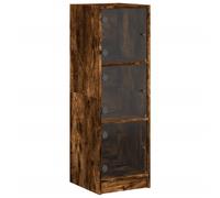 vidaXL 3 Glass Door Smoked Oak Highboard - Size: 109 x 35 x 37cm - Brown - Wilko