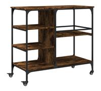 vidaXL Kitchen Trolley Smoked Oak 100x45x89.5 cm Engineered Wood UK