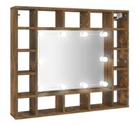 (Smoked oak) vidaXL Mirror Cabinet with LED Cosmetic Mirror Cabinet Bedroom Storage Cabinet