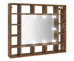 (Smoked oak) vidaXL Mirror Cabinet with LED Cosmetic Mirror Cabinet Bedroom Storage Cabinet