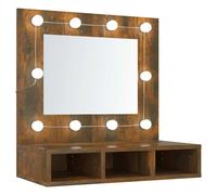 (Smoked oak) vidaXL Mirror Cabinet with LED Wall-mounted Mirror Cabinet Storage Cupboard