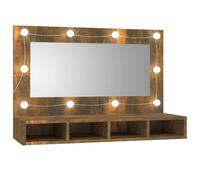 (Smoked oak) vidaXL Mirror Cabinet with LED Washroom Storage Cabinet Bathroom Vanity Unit